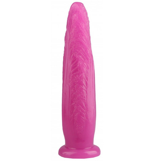 Розовая рельефная анальная втулка - 28 см.
