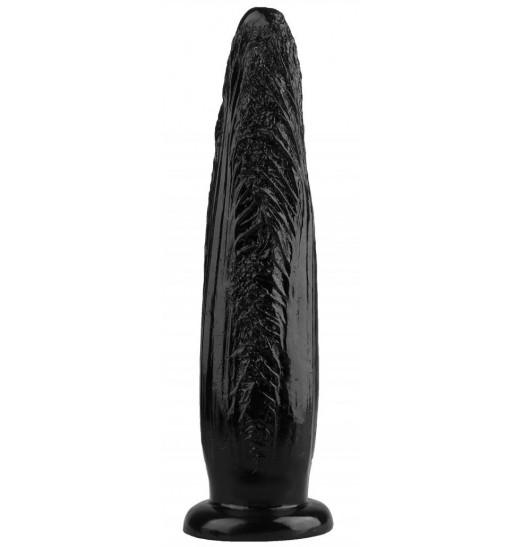 Черная рельефная анальная втулка - 28 см.