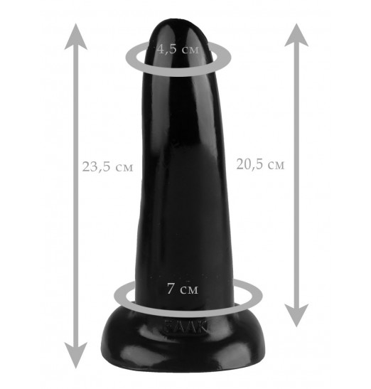 Черная изогнутая рельефная анальная втулка - 23,5 см.