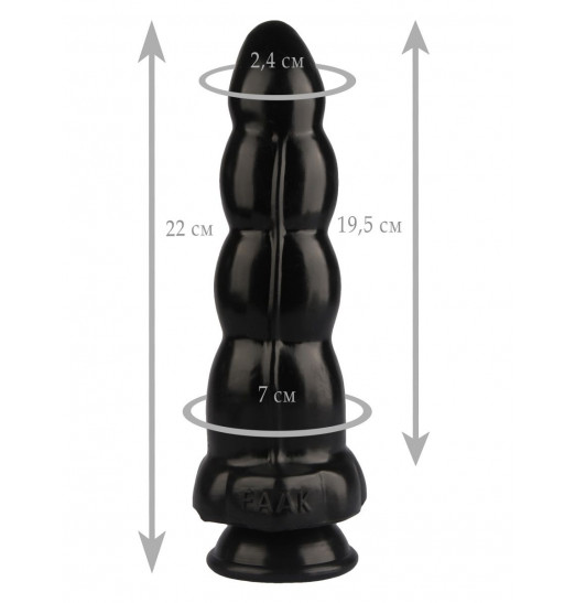 Черная анальная втулка-елочка - 22 см.