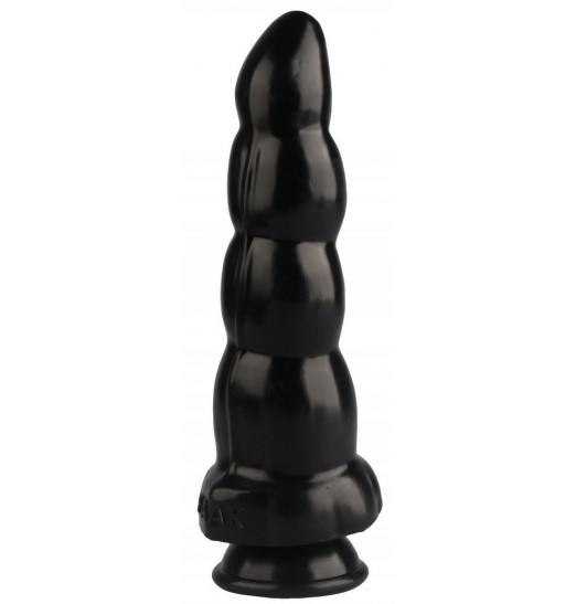 Черная анальная втулка-елочка - 22 см.