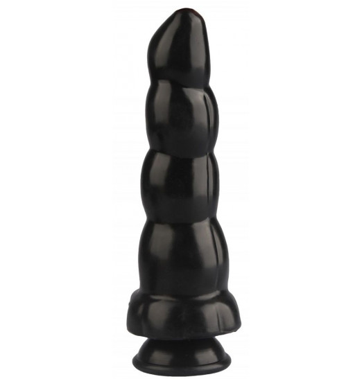 Черная анальная втулка-елочка - 22 см.