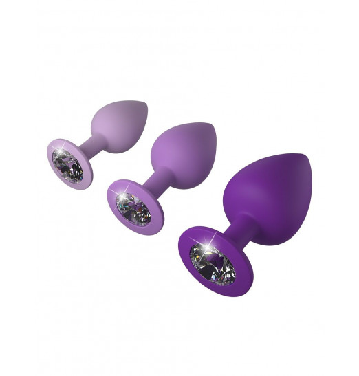 Набор из 3 фиолетовых анальных пробок со стразами Little Gems Trainer Set