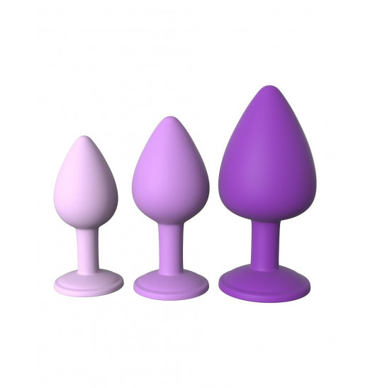Набор из 3 фиолетовых анальных пробок со стразами Little Gems Trainer Set