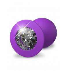 Фиолетовая анальная пробка со стразом Her Little Gem Medium Plug - 8,3 см.