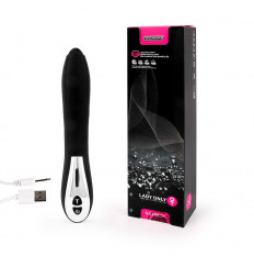 Черный гладкий вибромассажер с 12 режимами работы - 23 см.