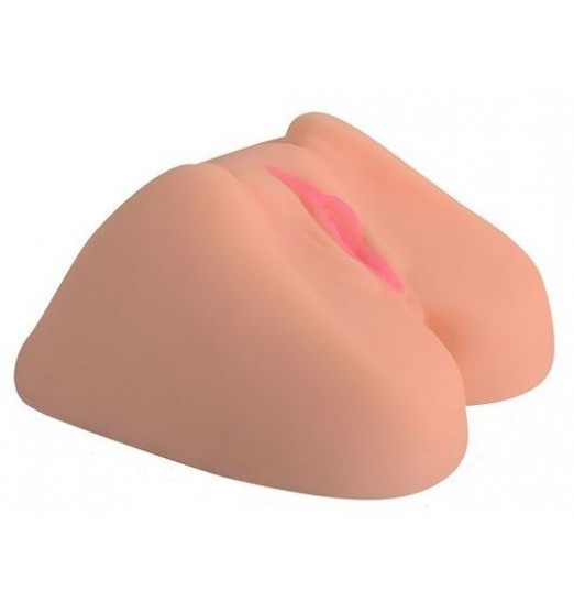 Телесная вагина с розовыми губками и двумя отверстиями