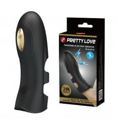 Черная вибронасадка на палец с электростимуляцией Pegasus