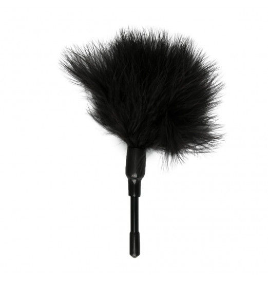 Черный мини-тиклер с перышками - 17 см.