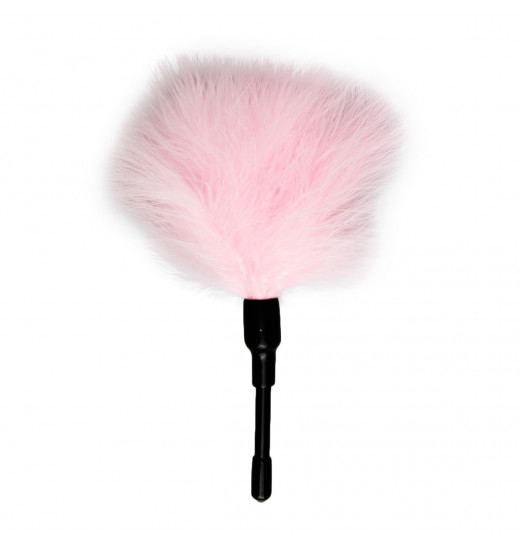 Розовый мини-тиклер с перышками - 17 см.