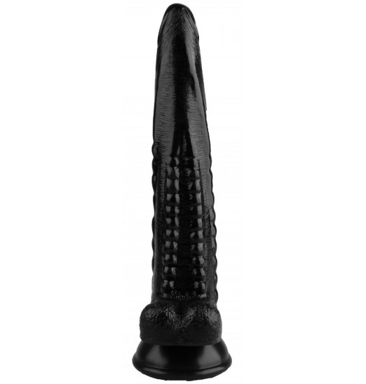 Черный анальный реалистичный стимулятор на присоске - 25,5 см.