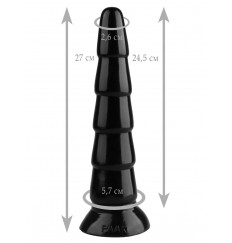 Черный анальный рельефный стимулятор - 27 см.
