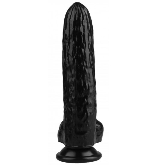 Черный фаллоимитатор-огурец на присоске - 25 см.