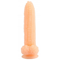 Телесный фаллоимитатор-кукуруза на присоске - 20,5 см.