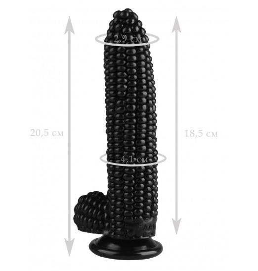 Черный фаллоимитатор-кукуруза на присоске - 20,5 см.