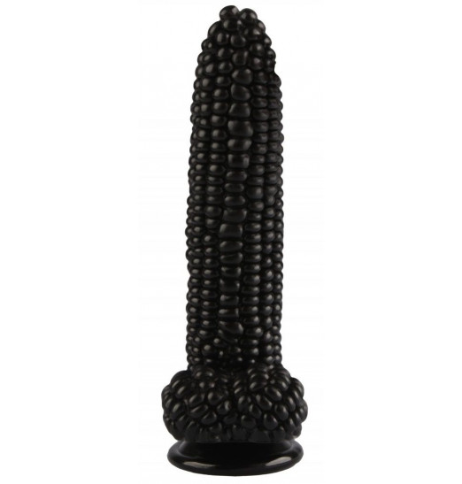 Черный фаллоимитатор-кукуруза на присоске - 20,5 см.