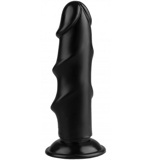 Черный реалистичный рельефный фаллоимитатор - 21,5 см.