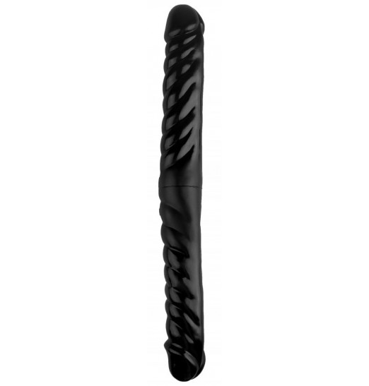 Черный двухсторонний спиралевидный фаллоимитатор - 43 см.