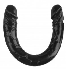Черный двухсторонний спиралевидный фаллоимитатор - 37 см.