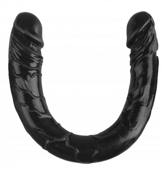 Черный двухсторонний спиралевидный фаллоимитатор - 37 см.