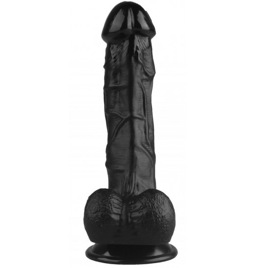 Черный реалистичный фаллоимитатор на присоске - 24 см.