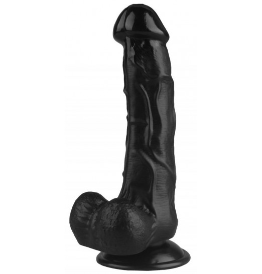 Черный реалистичный фаллоимитатор на присоске - 24 см.
