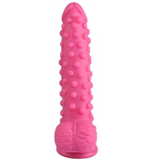 Розовый реалистичный фаллоимитатор с пупырышками на присоске - 23,5 см. Розовый реалистичный фаллоимитатор с пупырышками на присоске - 23,5 см.