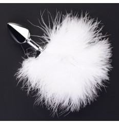 Металлическая анальная втулка с пушистым хвостом зайчика