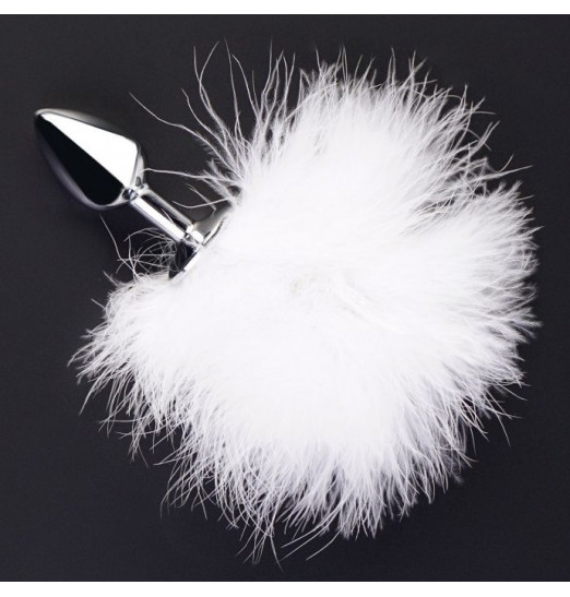 Металлическая анальная втулка с пушистым хвостом зайчика