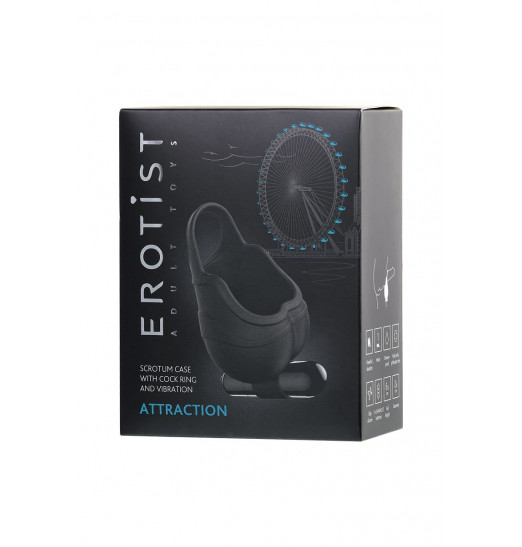 Чехол для мошонки с эрекционным кольцом и вибрацией Attraction Erotist
