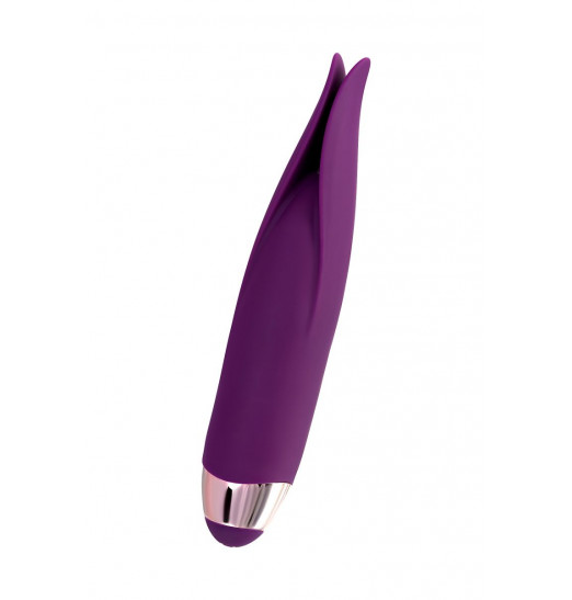 Фиолетовый клиторальный вибростимулятор FLO - 18,5 см.