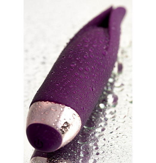 Фиолетовый клиторальный вибростимулятор FLO - 18,5 см.