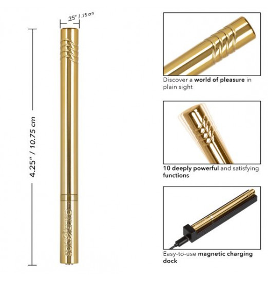 Золотистый ультратонкий вибромассажер Hidden Pleasures