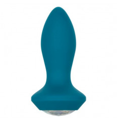 Бирюзовая анальная вибропробка с кристаллом Vibrating Petite Crystal Probe - 9,5 см.