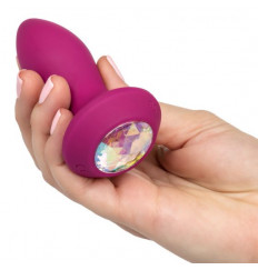 Фиолетовая анальная вибропробка с кристаллом Vibrating Petite Crystal Probe - 9,5 см.