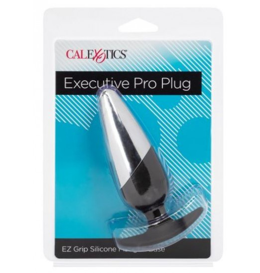 Серебристо-черная анальная пробка Executive Pro Plug - 12,75 см.