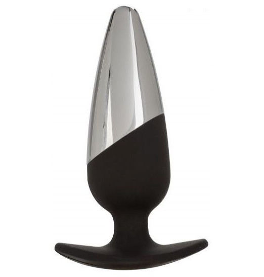 Серебристо-черная анальная пробка Executive Pro Plug - 12,75 см.