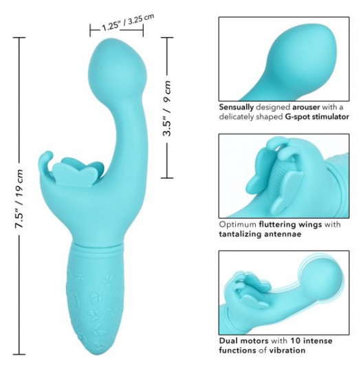 Голубой вибратор-кролик Rechargeable Butterfly Kiss