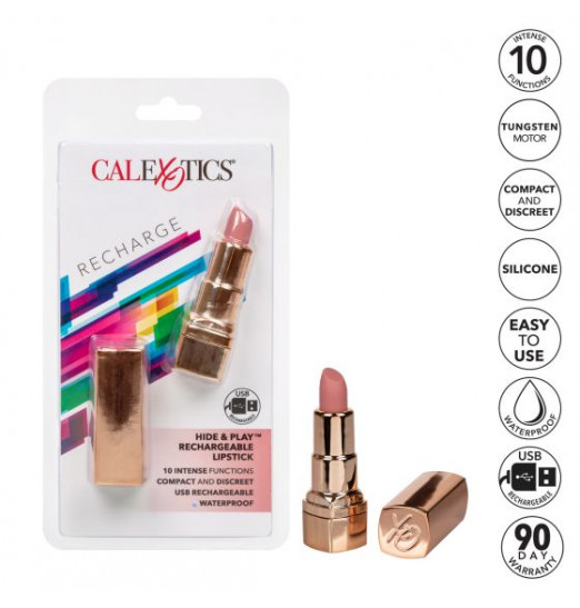 Золотистый вибратор-помада с бежевым мягким кончиком Hide Play Rechargeable Lipstick Золотистый вибратор-помада с бежевым мягким кончиком Hide Play Rechargeable Lipstick