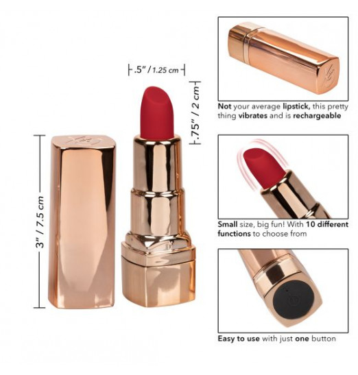 Золотистый вибратор-помада с красным мягким кончиком Hide   Play Rechargeable Lipstick