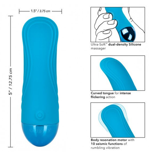 Голубой мини-вибратор Tremble Tickle - 12,75 см.