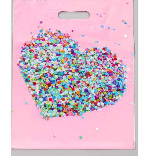 Полиэтиленовый пакет  Сердечки  - 31 х 40 см.