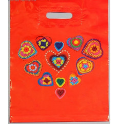 Полиэтиленовый пакет с сердечками - 31 х 40 см.