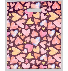 Подарочный пакет с сердечками - 31 х 40 см.