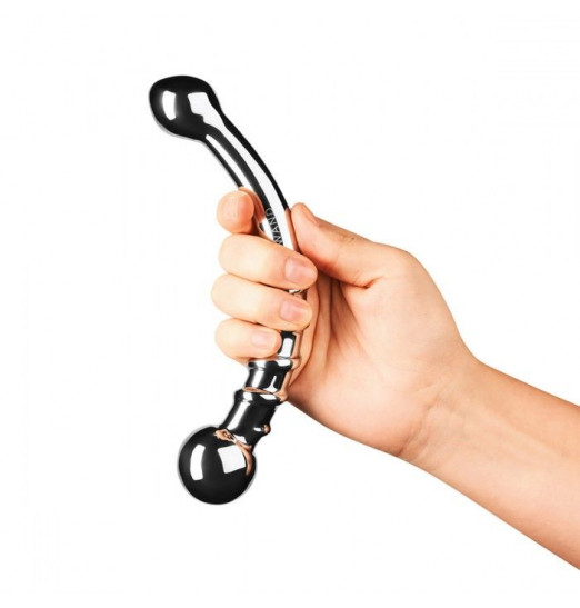 Серебристый изогнутый фаллоимитатор со спиралью Bow - 17,8 см. Серебристый изогнутый фаллоимитатор со спиралью Bow - 17,8 см.