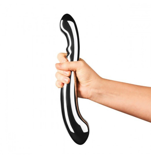 Серебристый утяжеленный фаллоимитатор Contour - 28,6 см.