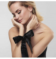 Черные ленты для связывания SILKY SENSUAL HANDCUFFS