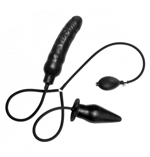 Пробка и фаллос с функцией расширения Deuce Double Penetration Inflatable Dildo and Anal Plug