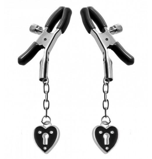 Зажимы на соски с подвесками-замками Charmed Heart Padlock Nipple Clamps
