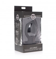 Большая черная анальная пробка Ass Goblet Silicone Hollow Anal Plug Large - 11,18 см.